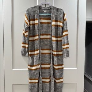 Pink Rose Gray and Brown Striped Cardigan